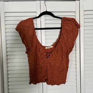 Rip Curl Orange and White Polka Dot Blouse